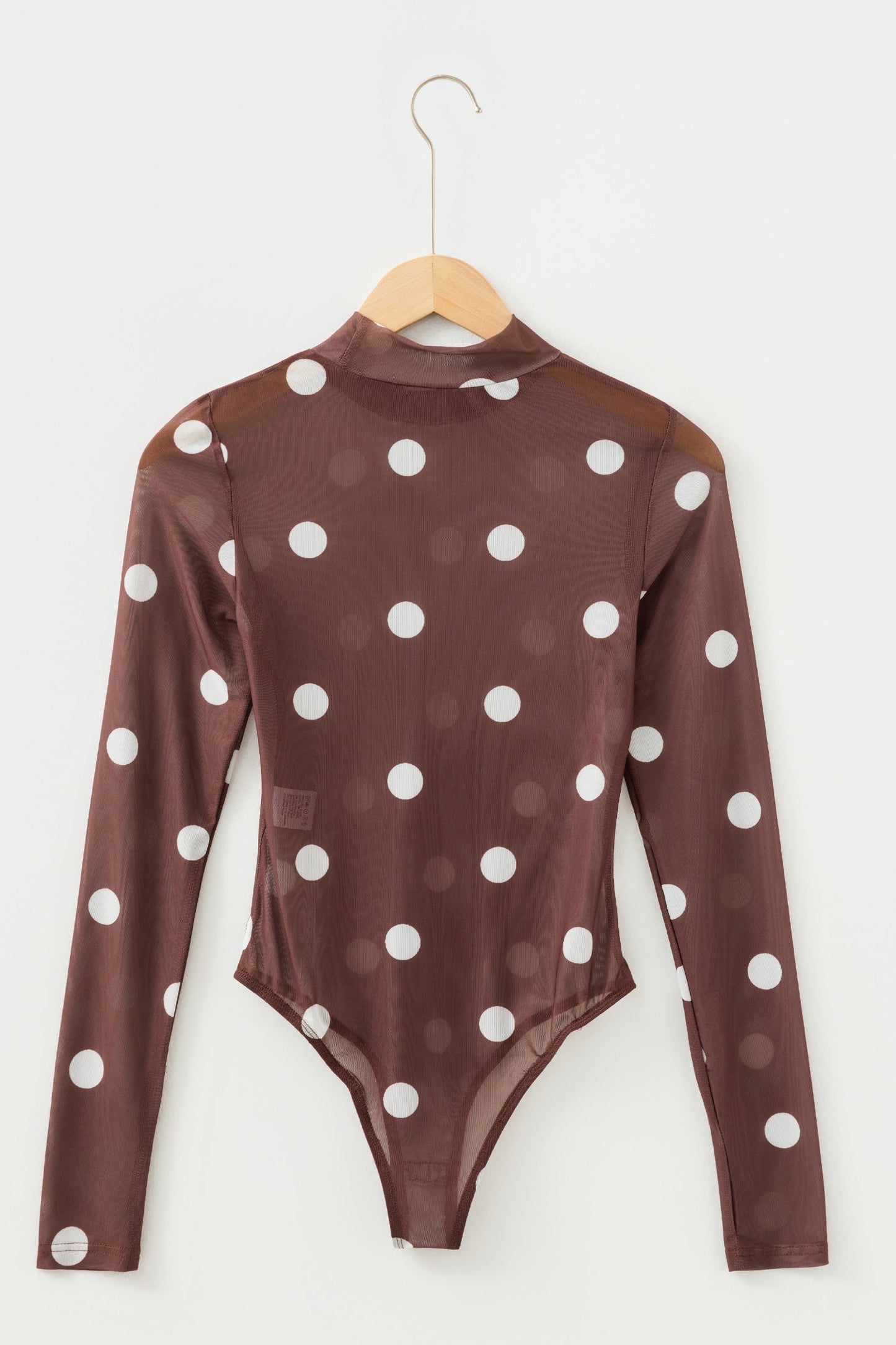 Polka Dot Mesh Long Sleeve Bodysuit