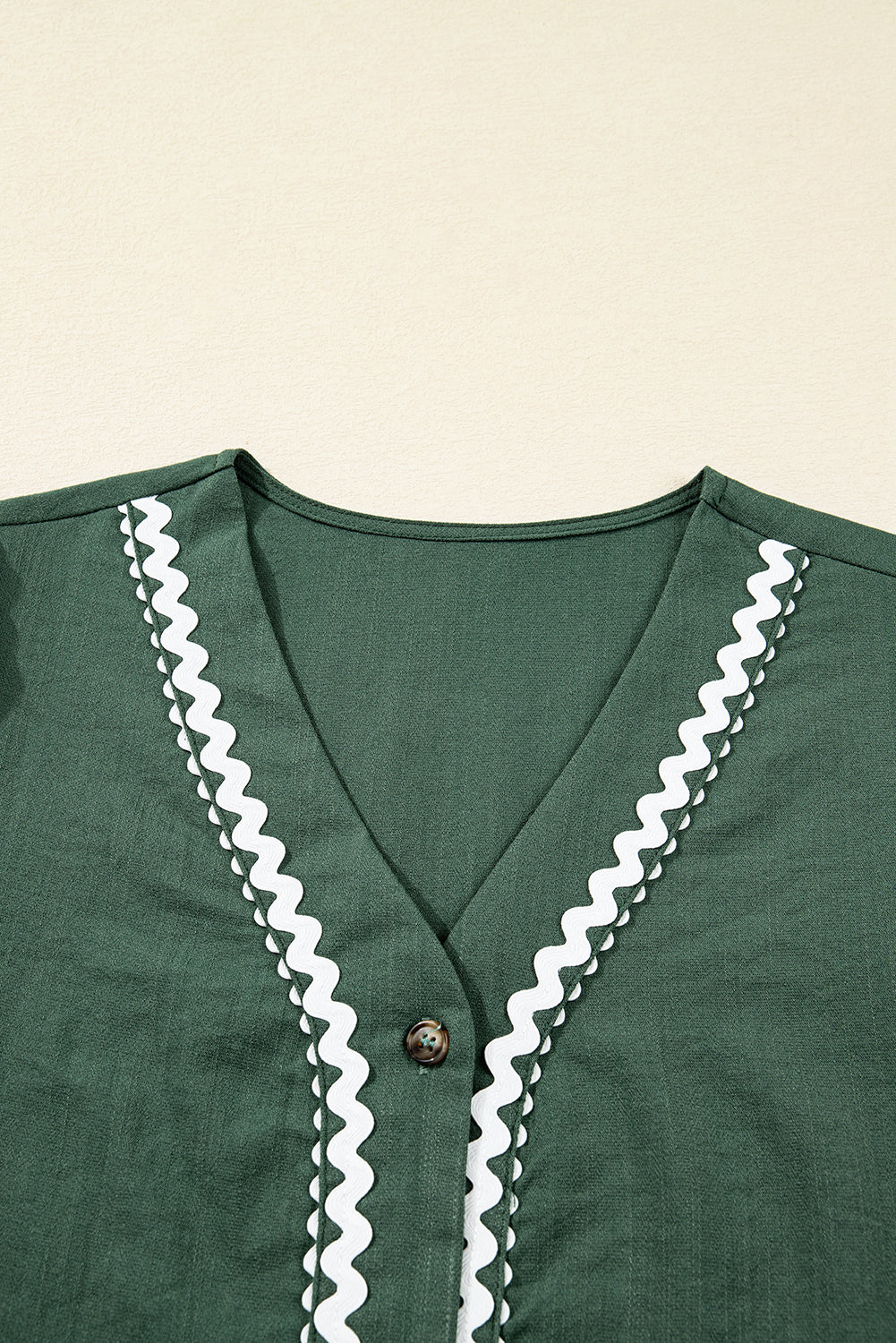 Contrast Trim Knotted 3/4 Sleeve Buttoned Dress