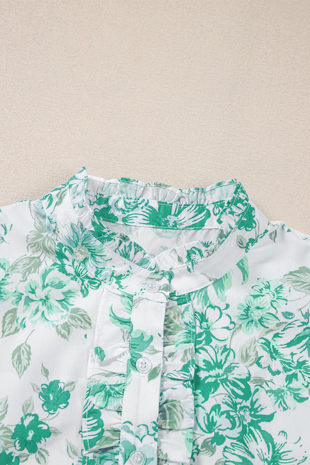 Floral Ruffle Sleeve Frilly Button-Up Shirt