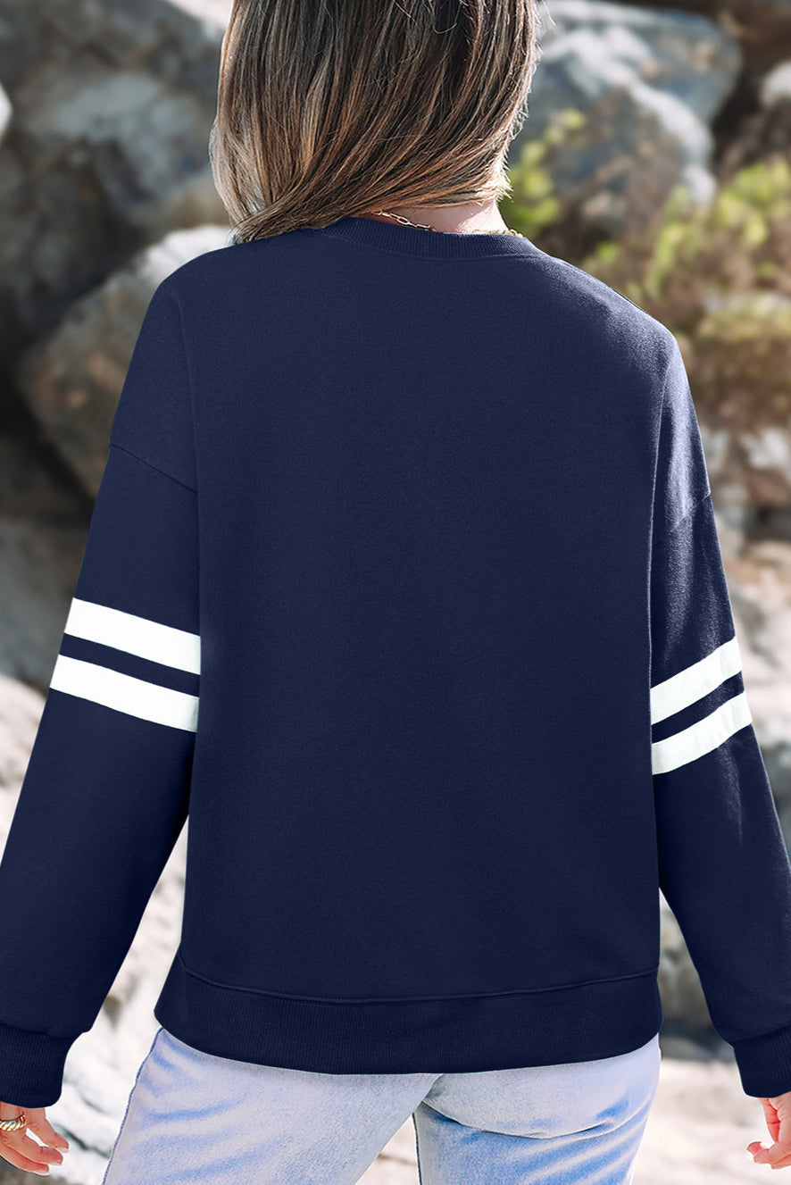 Varsity Stripe Drop Shoulder Sweatshirt