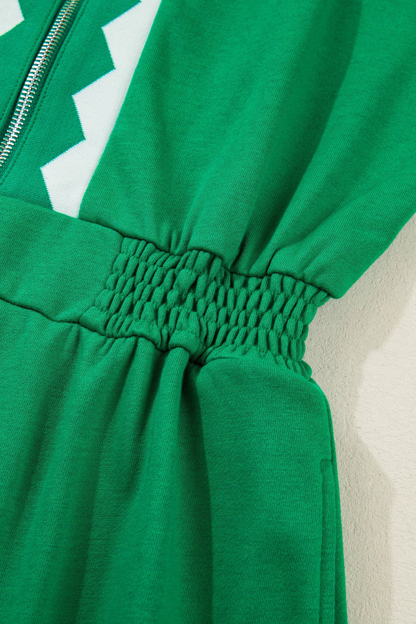 Geometric Patchwork Half-Zip Elastic Waist Dress