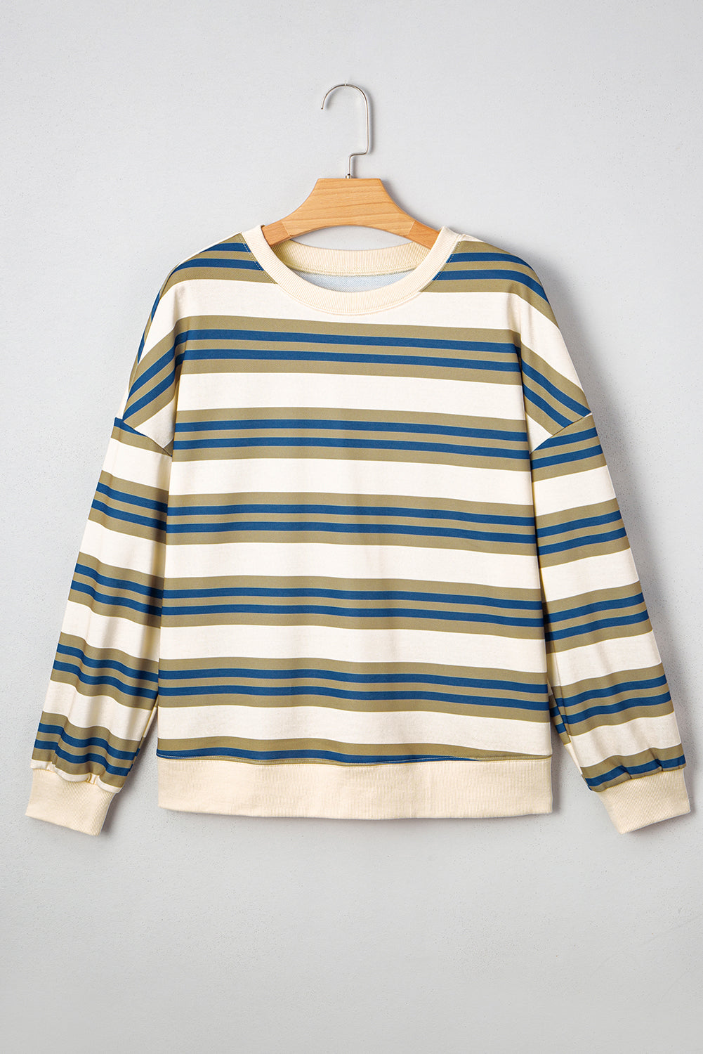 Stripe Crewneck Drop Shoulder Sweatshirt