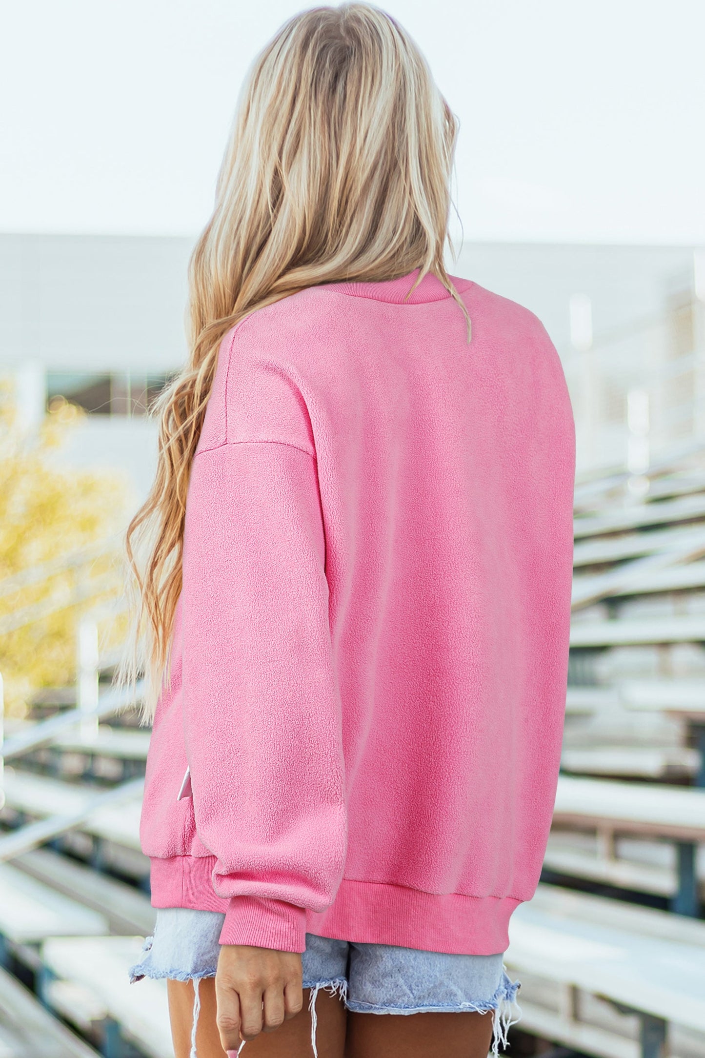 Solid Mock Neck Drop Shoulder Oversize Sweatshirt