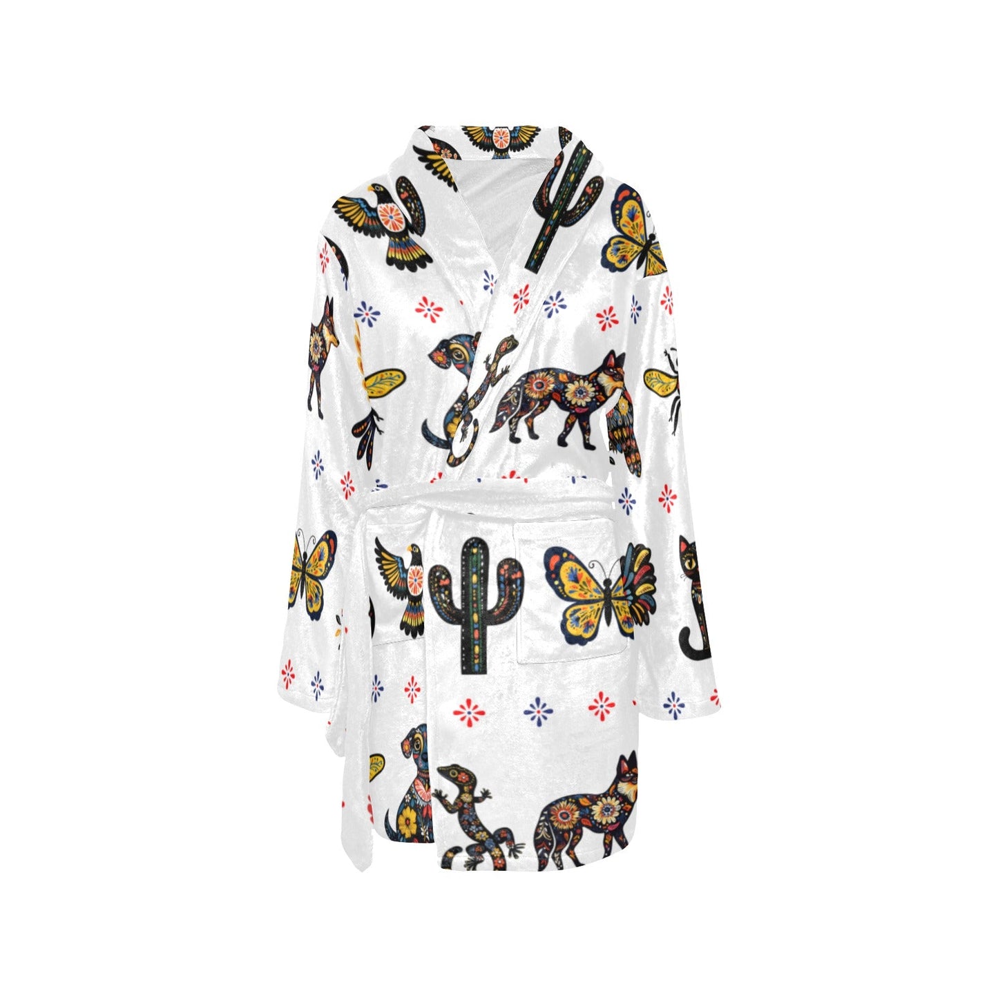 Colores De Mexico Talavera Floral Animals Robe