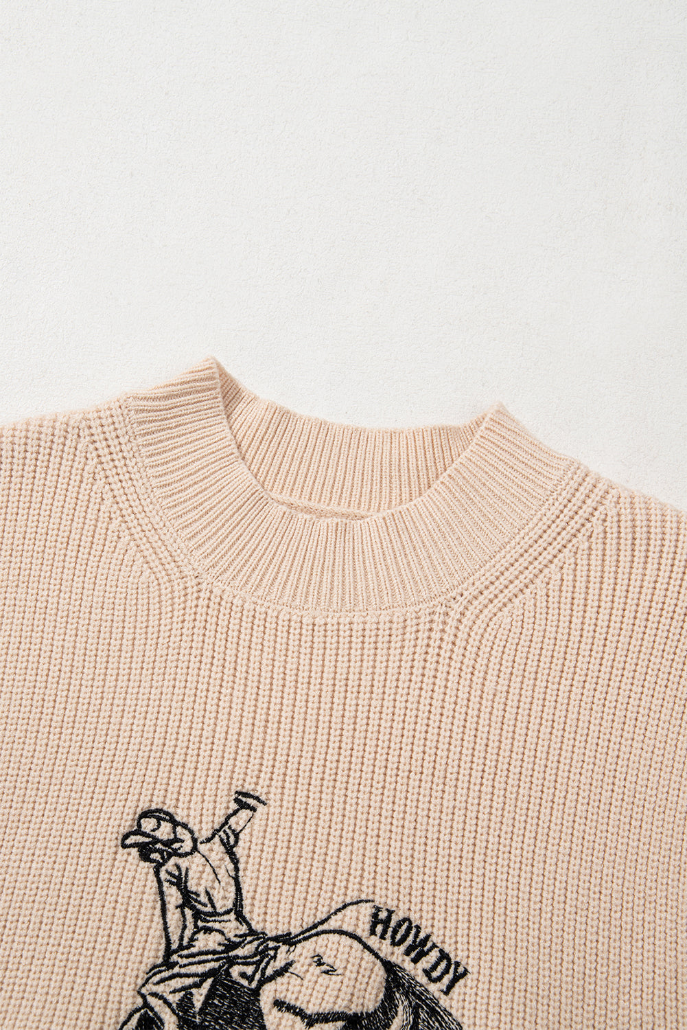 Western Howdy Cowboy Mock Neck Sleeveless Sweater