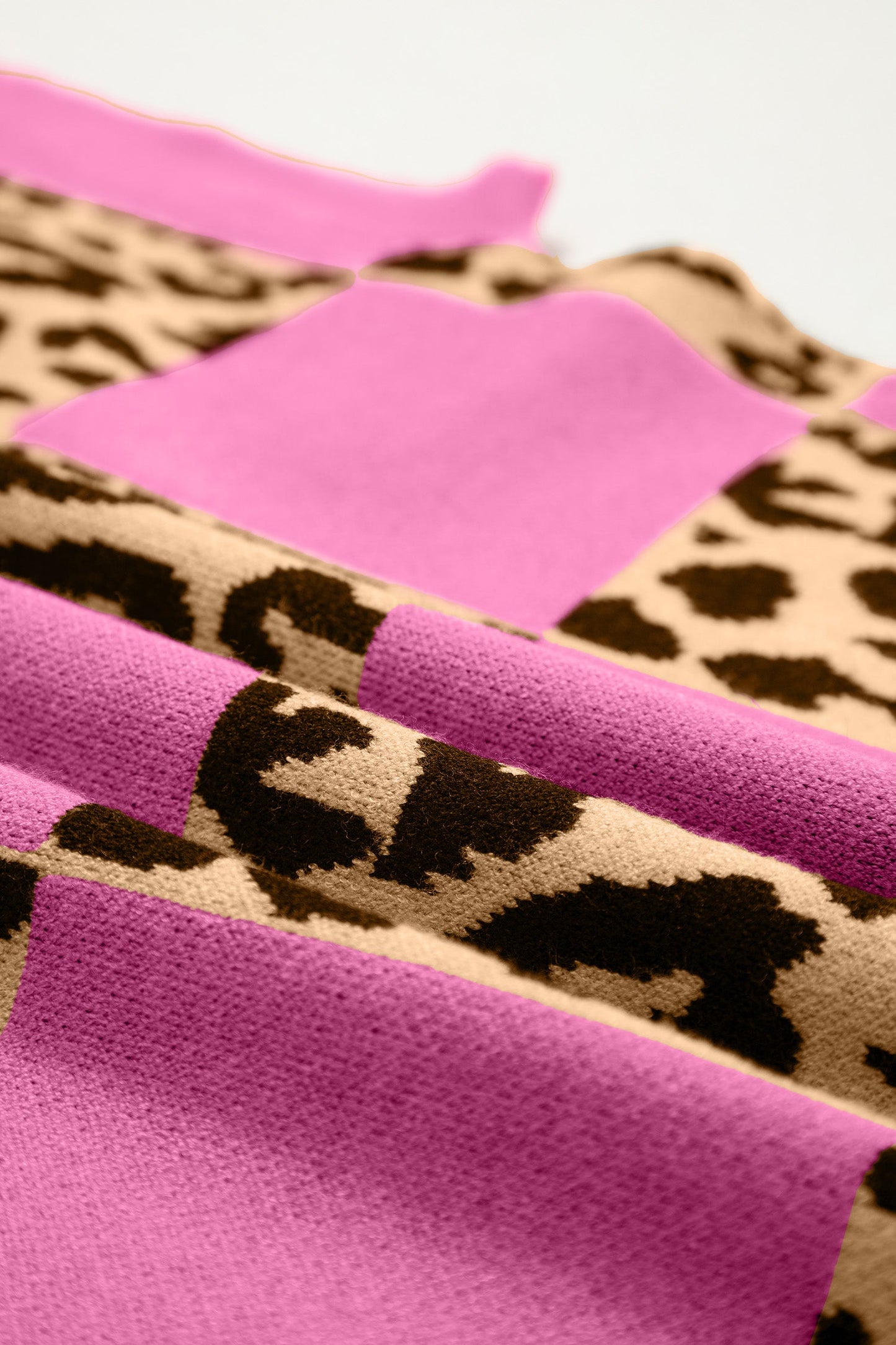 Leopard Checker Short Sleeve Knit Sweater