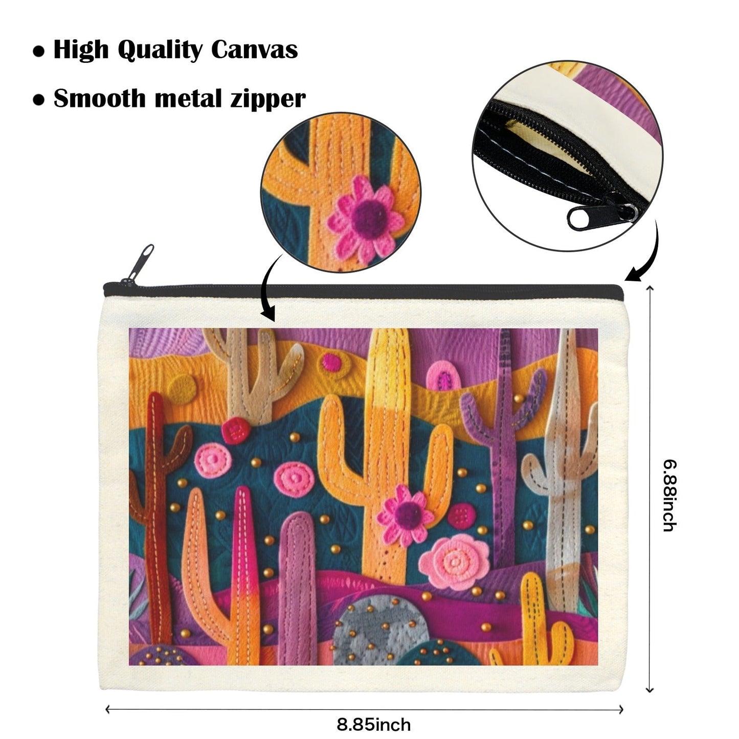 Printed Cactus Cosmetic Bag Pack of 5 Made in America