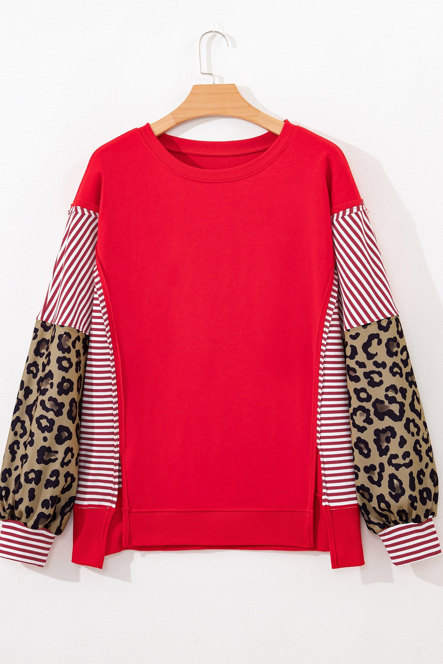 Stripe Patchwork Sleeve Colorblock Sweatshirt