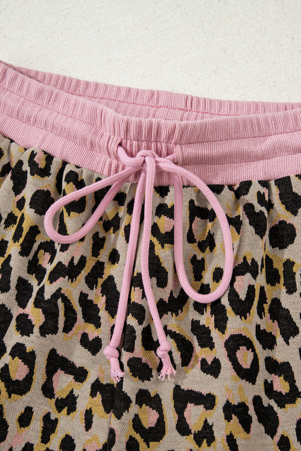 Leopard Contrast Edge Pullover and Shorts Set
