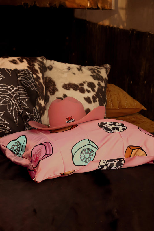 Cowboy Candy Heart Satin Pillow Case