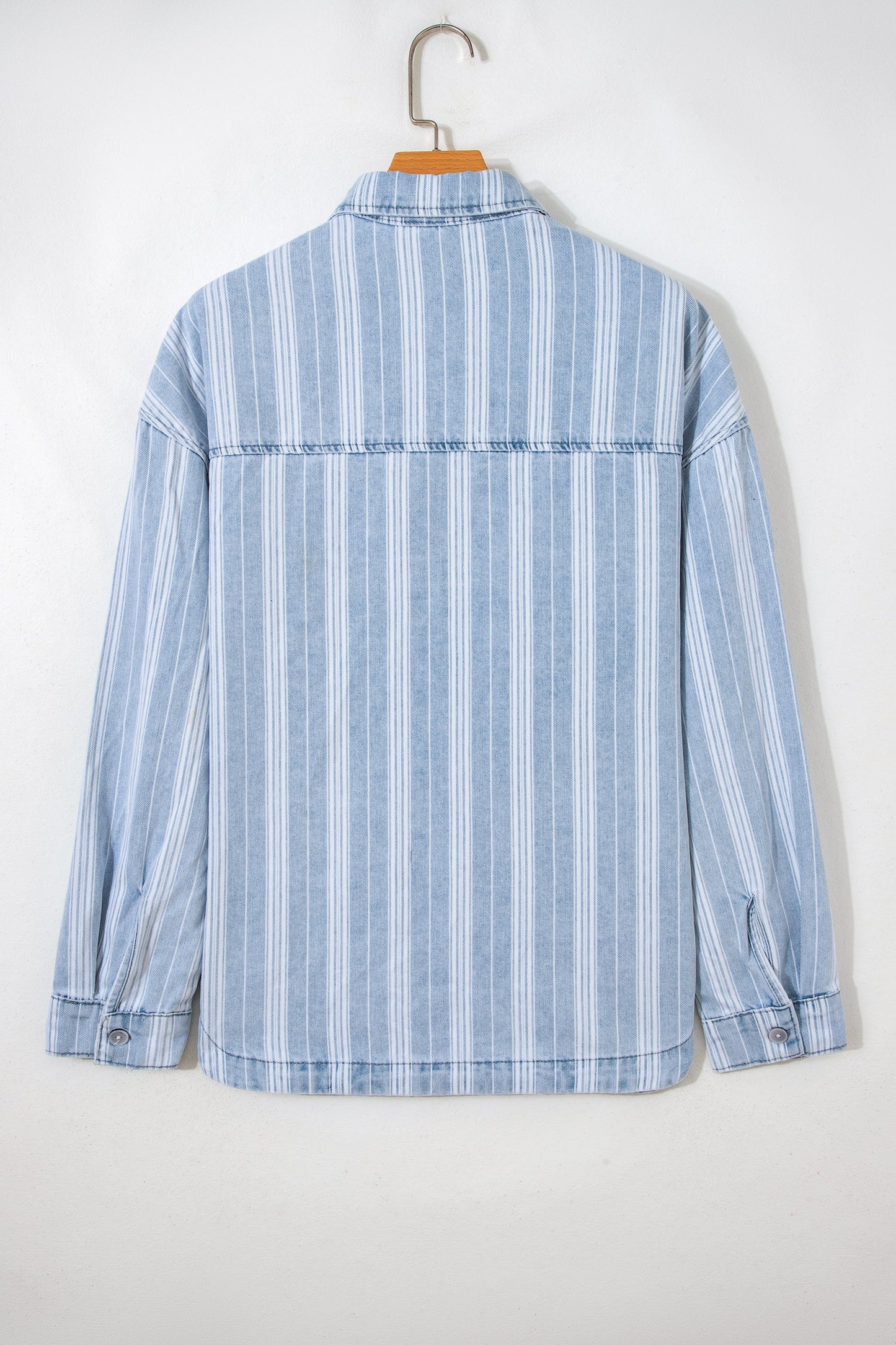 Stripe Boyfriend Chest Pocket Denim Shacket