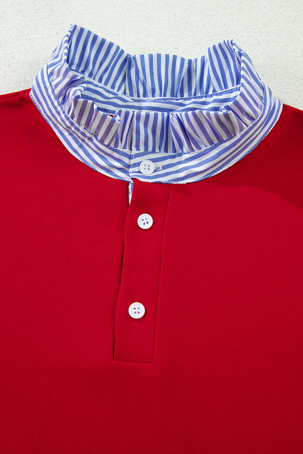 Stripe Collar Patchwork Bow Sweatshirt and Shorts Set