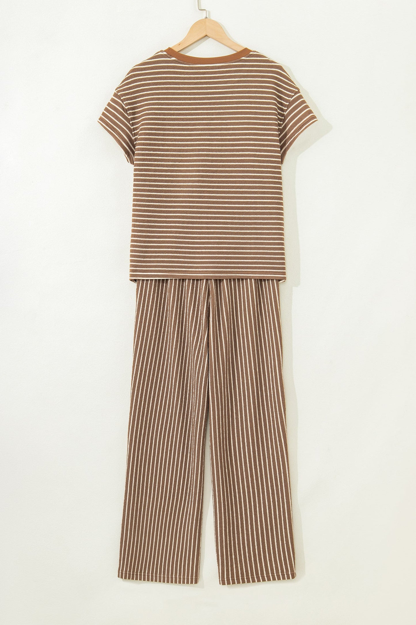 Stripe Crew Neck Tee and Drawstring Pants Set