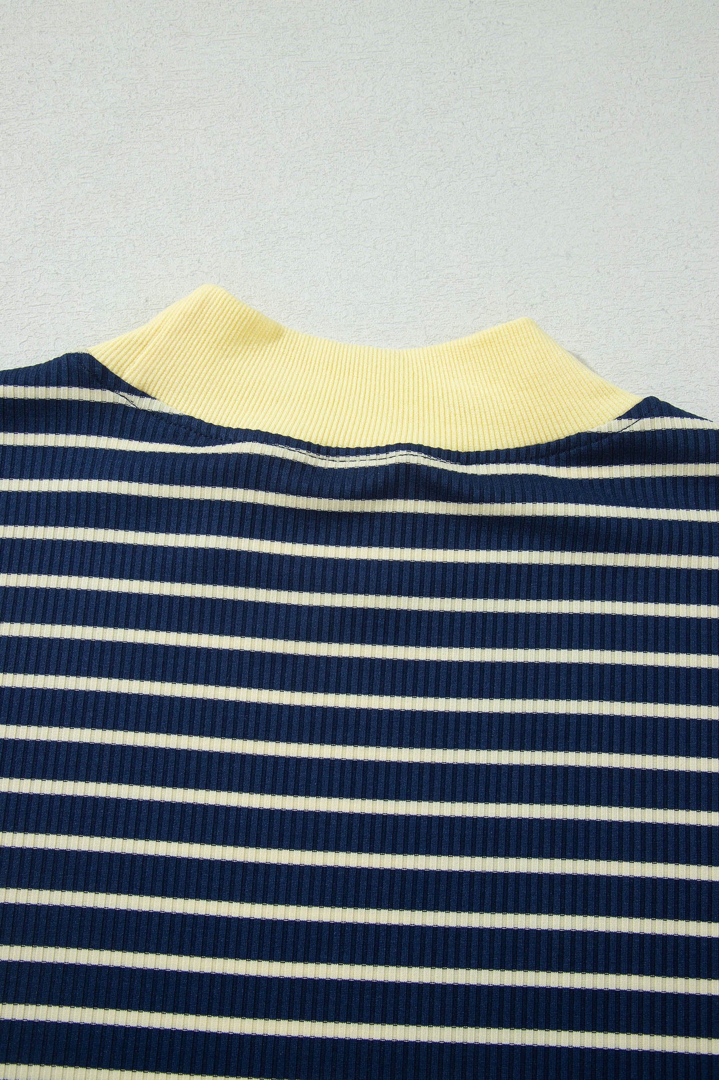 Stripe Long Sleeve Mock Neck Ribbed Knit Top & Shorts Set