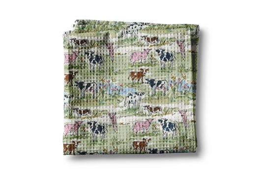Cow Dairy Farmhouse Rustic Homestead Kitchen Towel Waffle