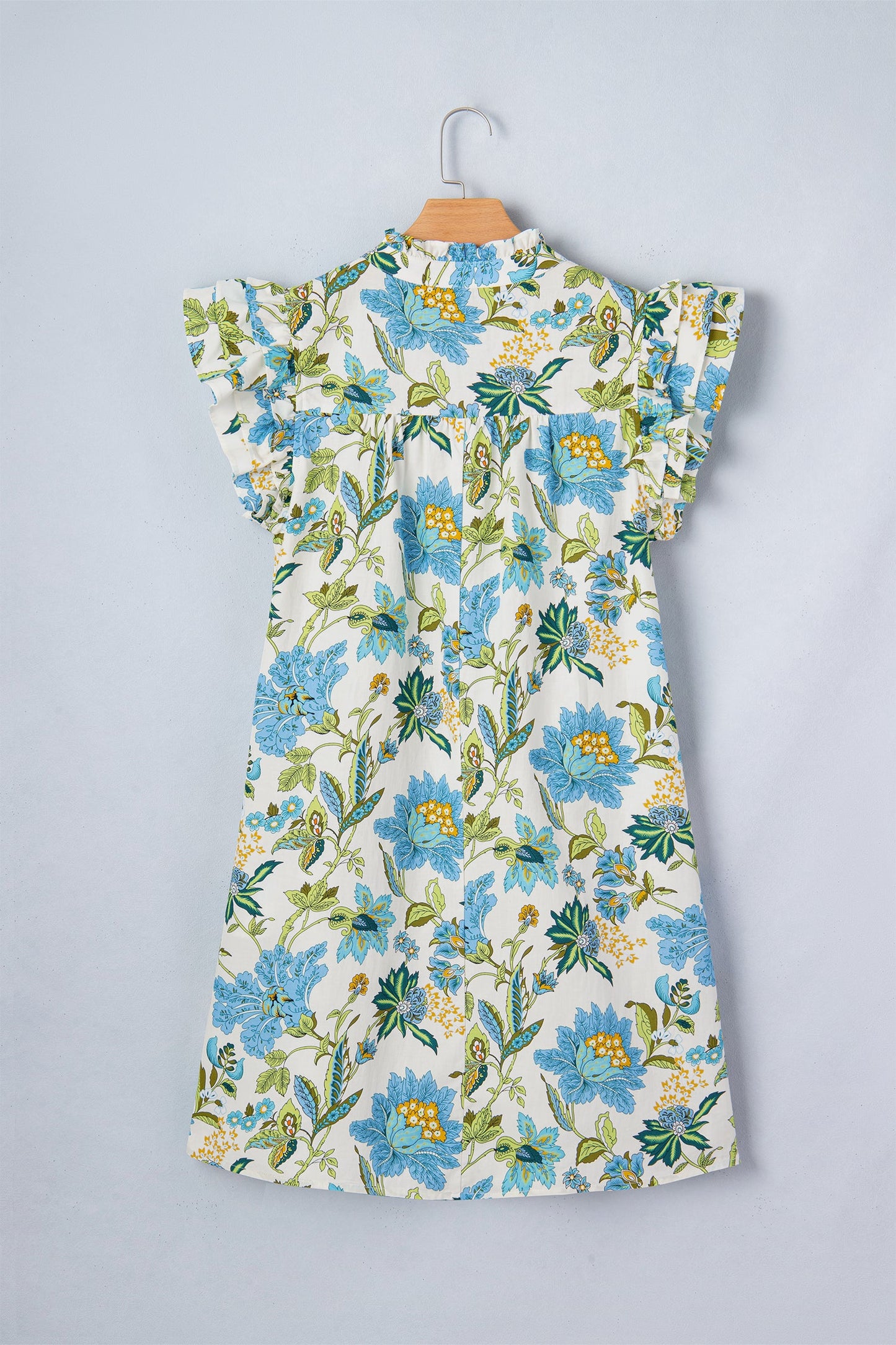 Floral Ruffle Short Sleeve V-Neck Mini Dress