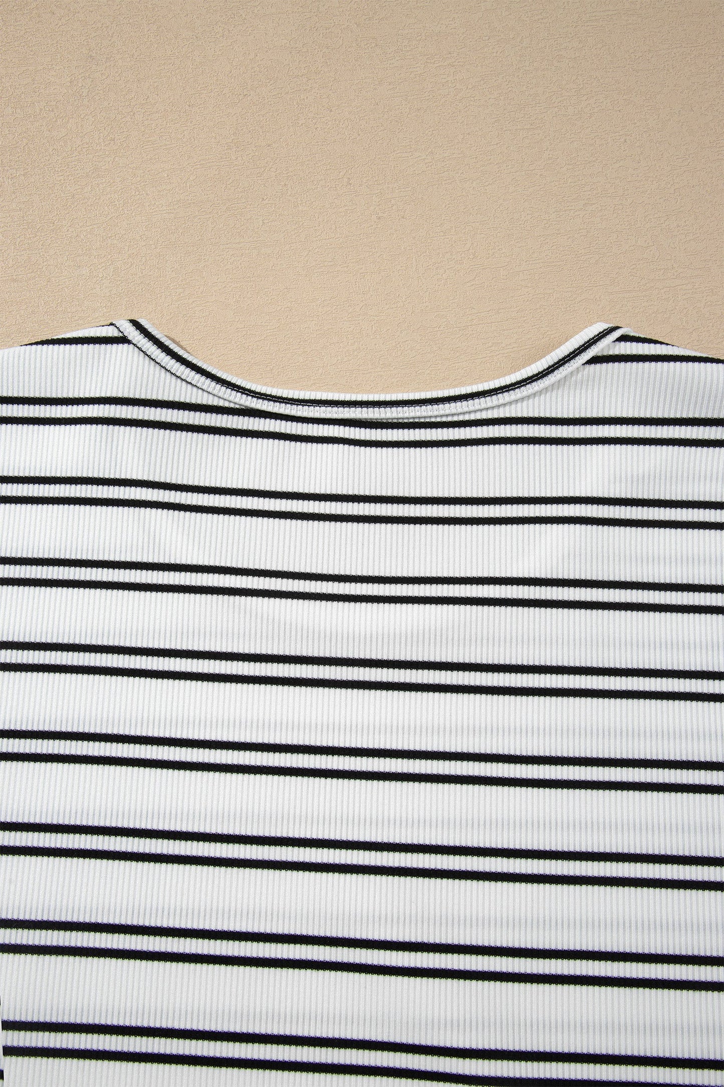 Stripe Ribbed Knit Round Neck Long Sleeve Top