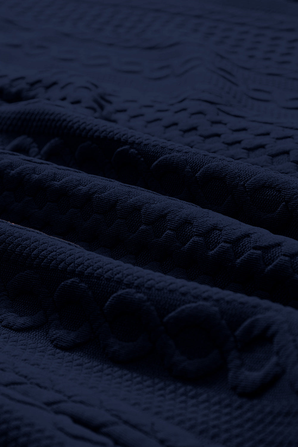 Solid Cable Knit Textured Puff Sleeve Shacket
