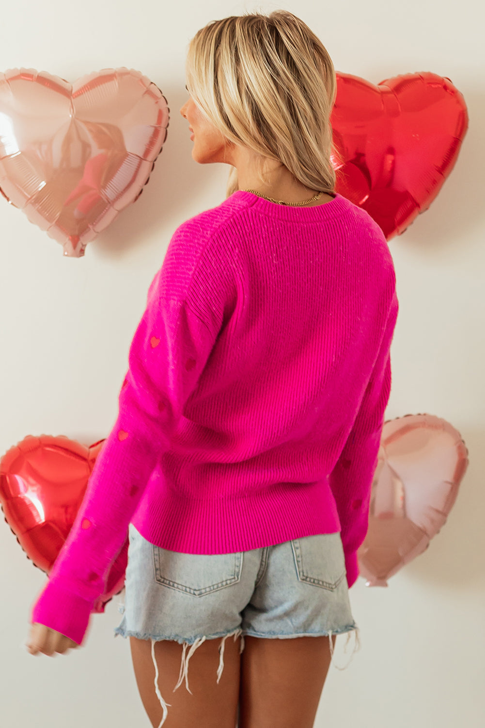 Valentine Heart Drop Shoulder Crewneck Sweater