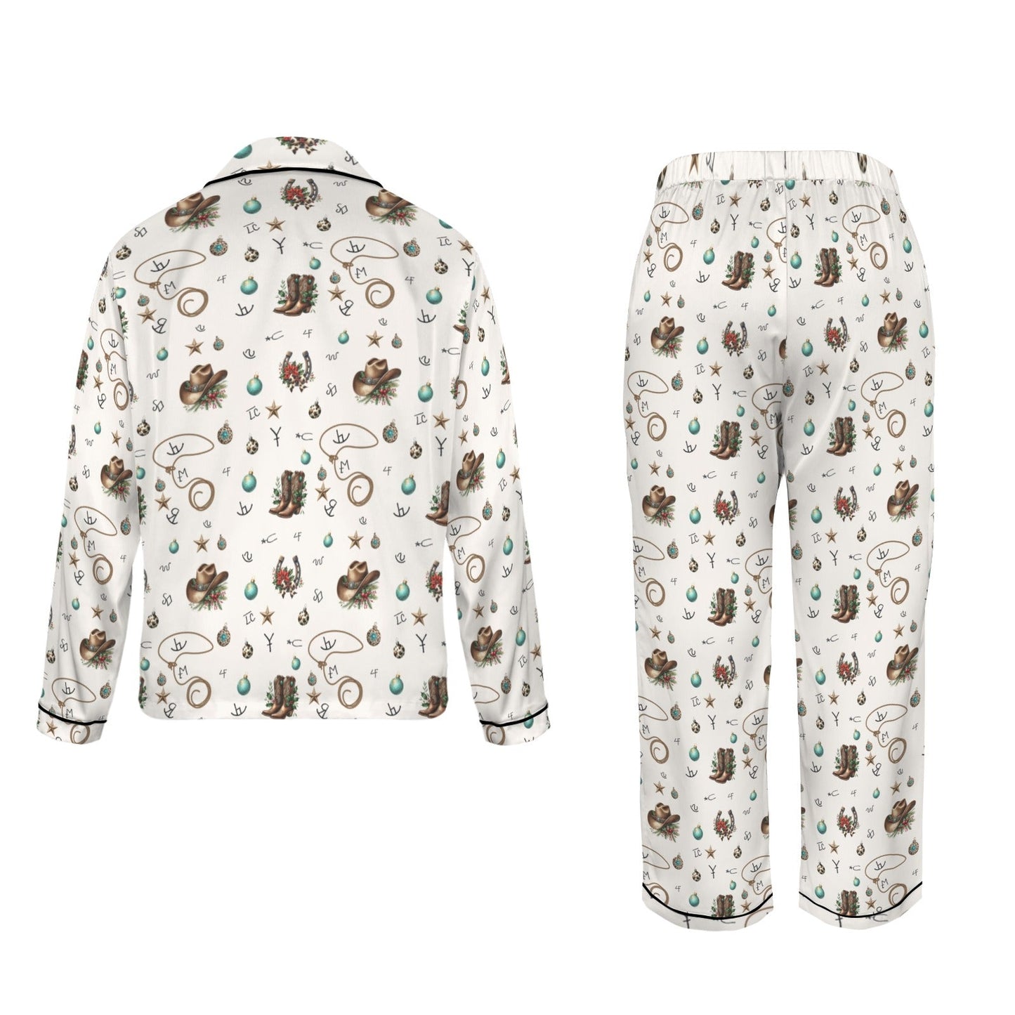 Boots and Brands Western Christmas Long Satin Pajamas