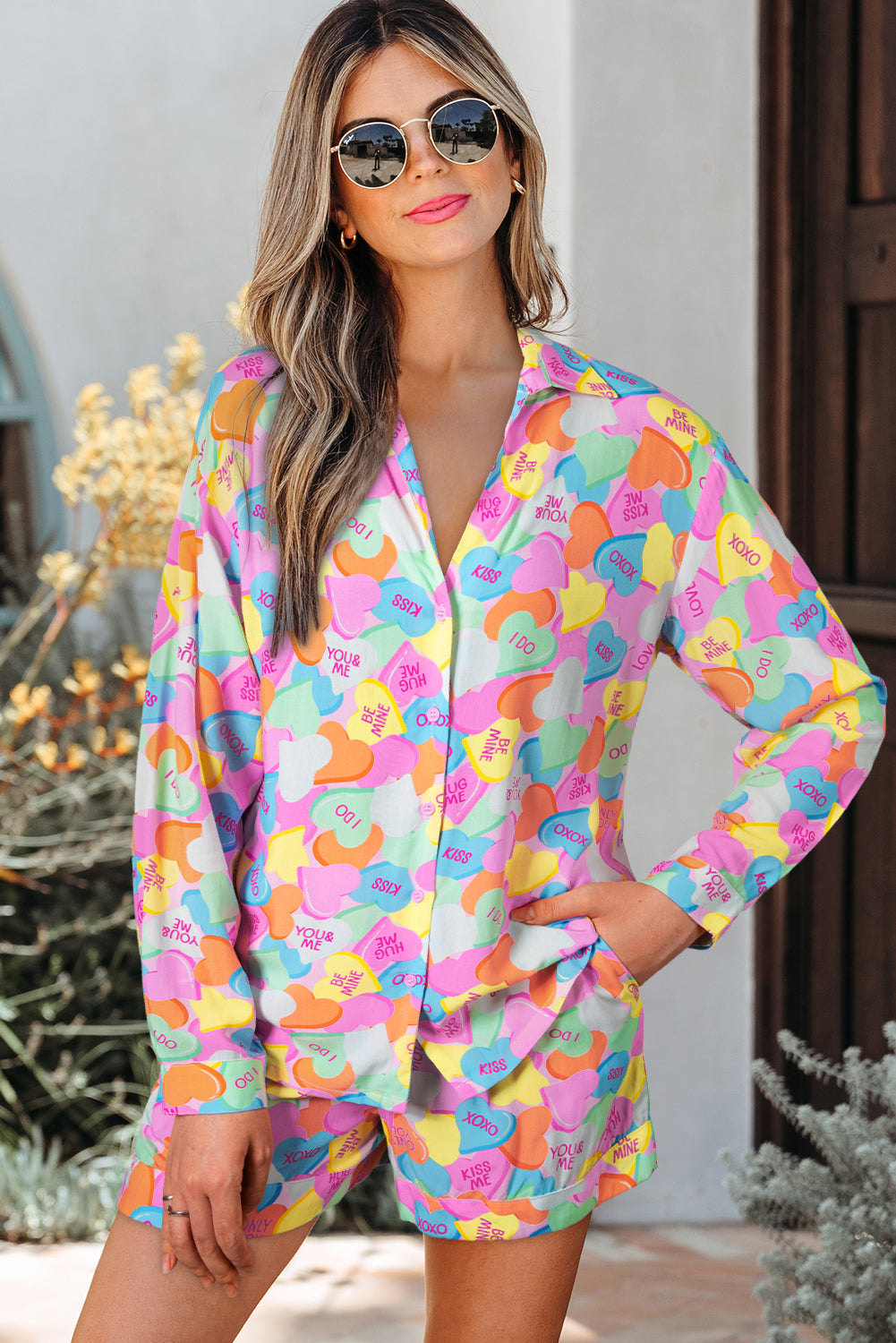 Valentine's Heart Candy Shirt and Shorts Pajama Set