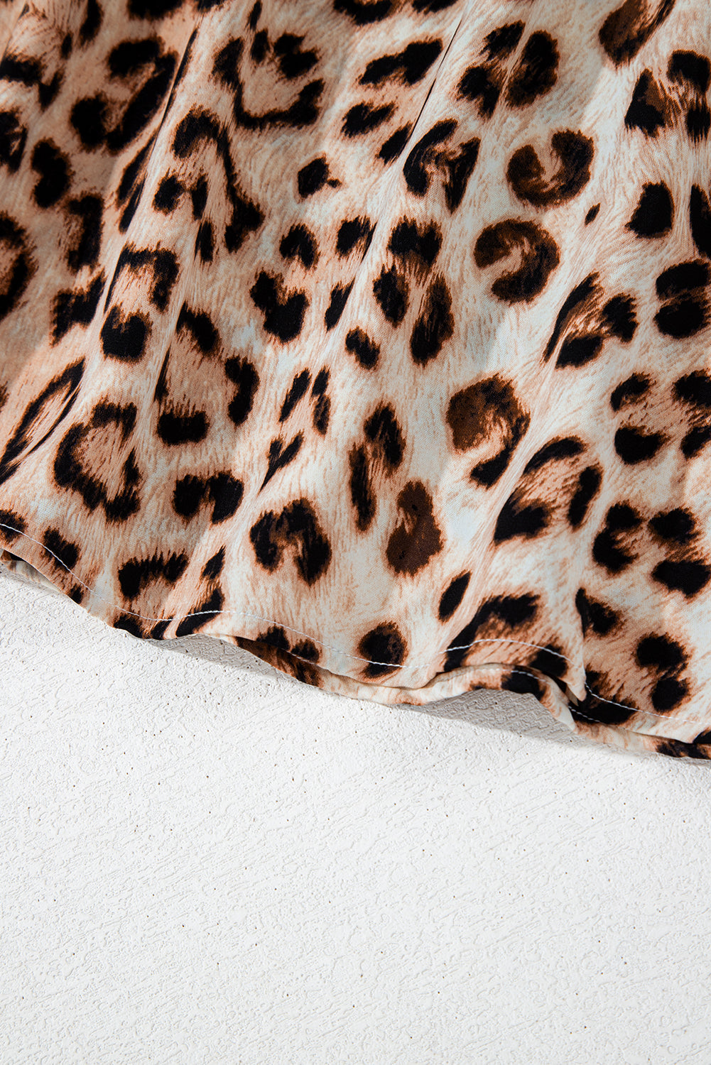 Cheetah Colorblock V-Neck Balloon Sleeve Babydoll Blouse