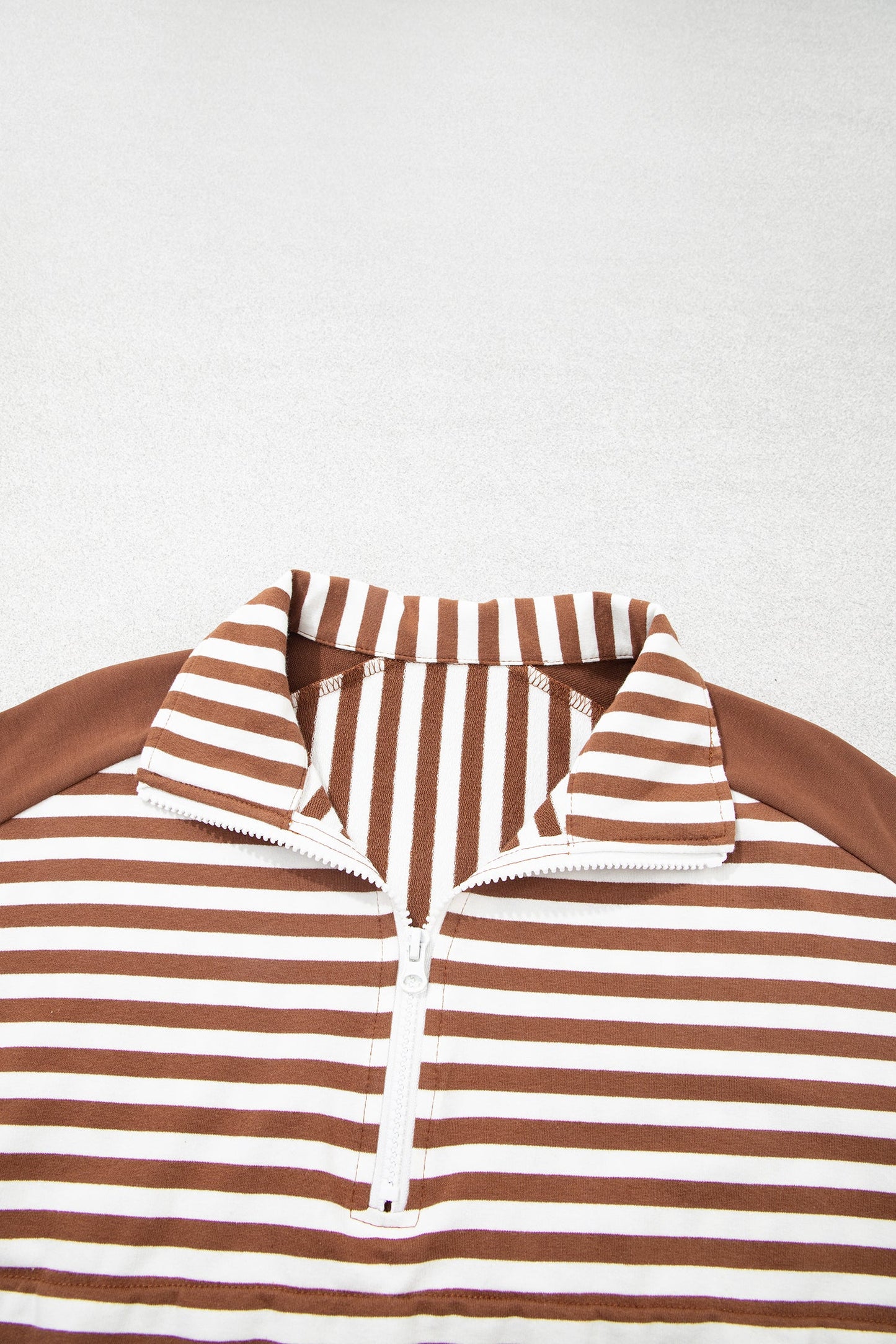 Stripe Patchwork Quarter Zip Sweatshirt & Shorts Set