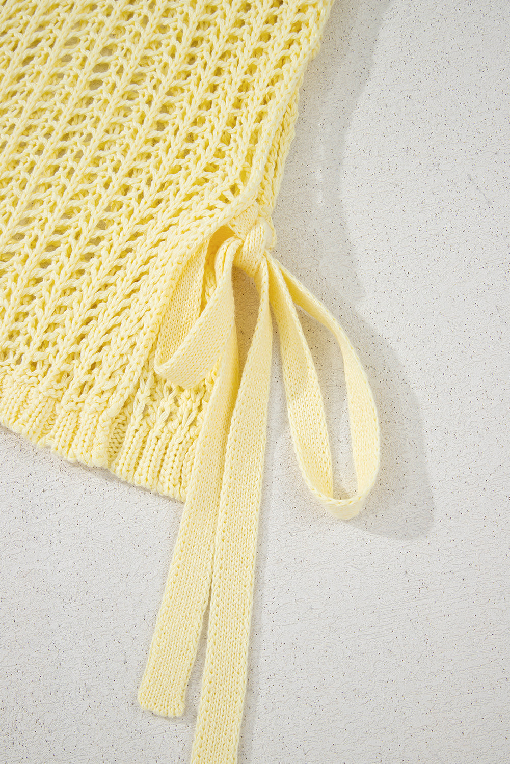 Hollow-out Crochet Side Tied Short Sleeve Sweater