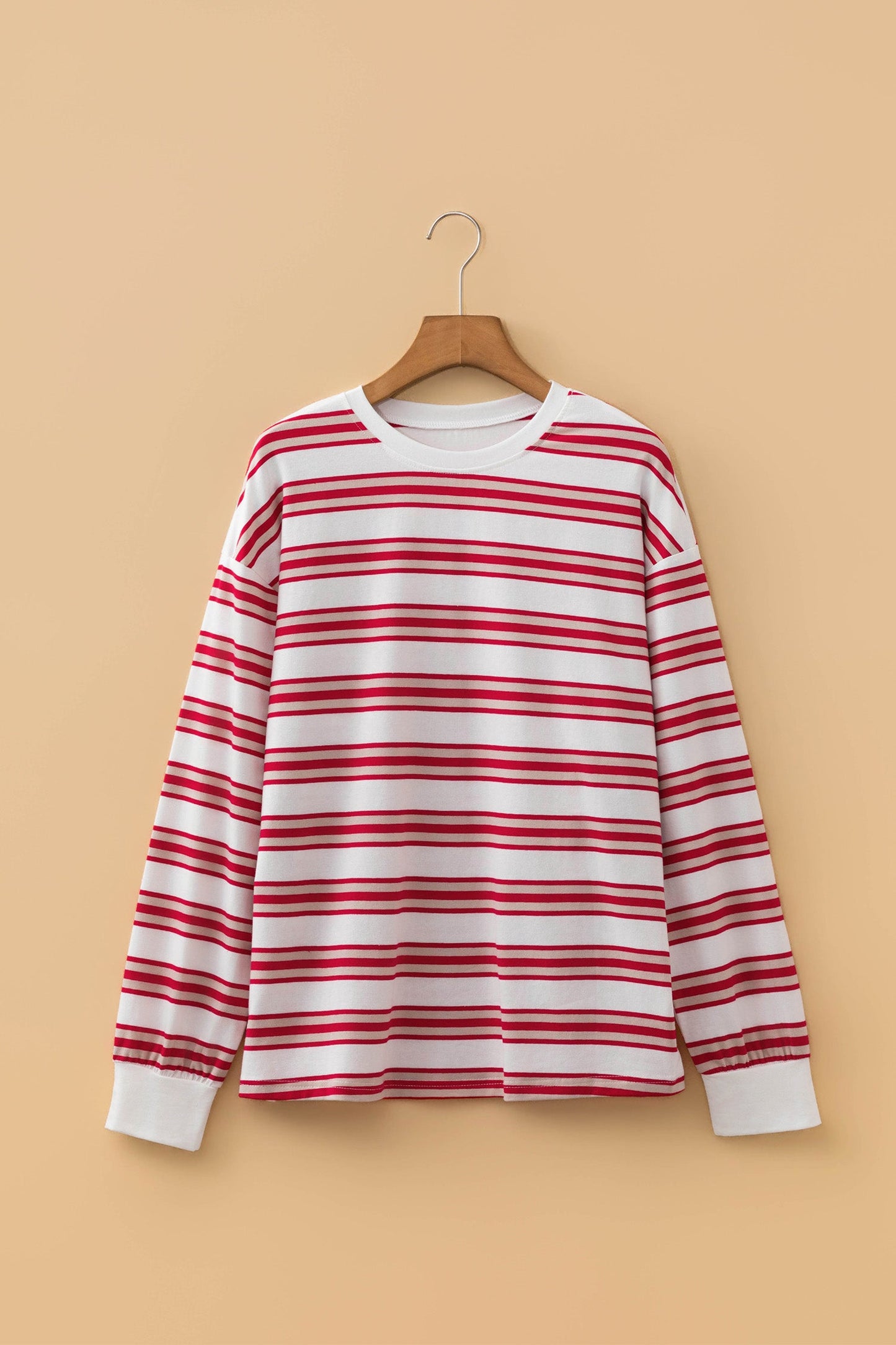 Stripe Drop Shoulder Long Sleeve Pullover Top