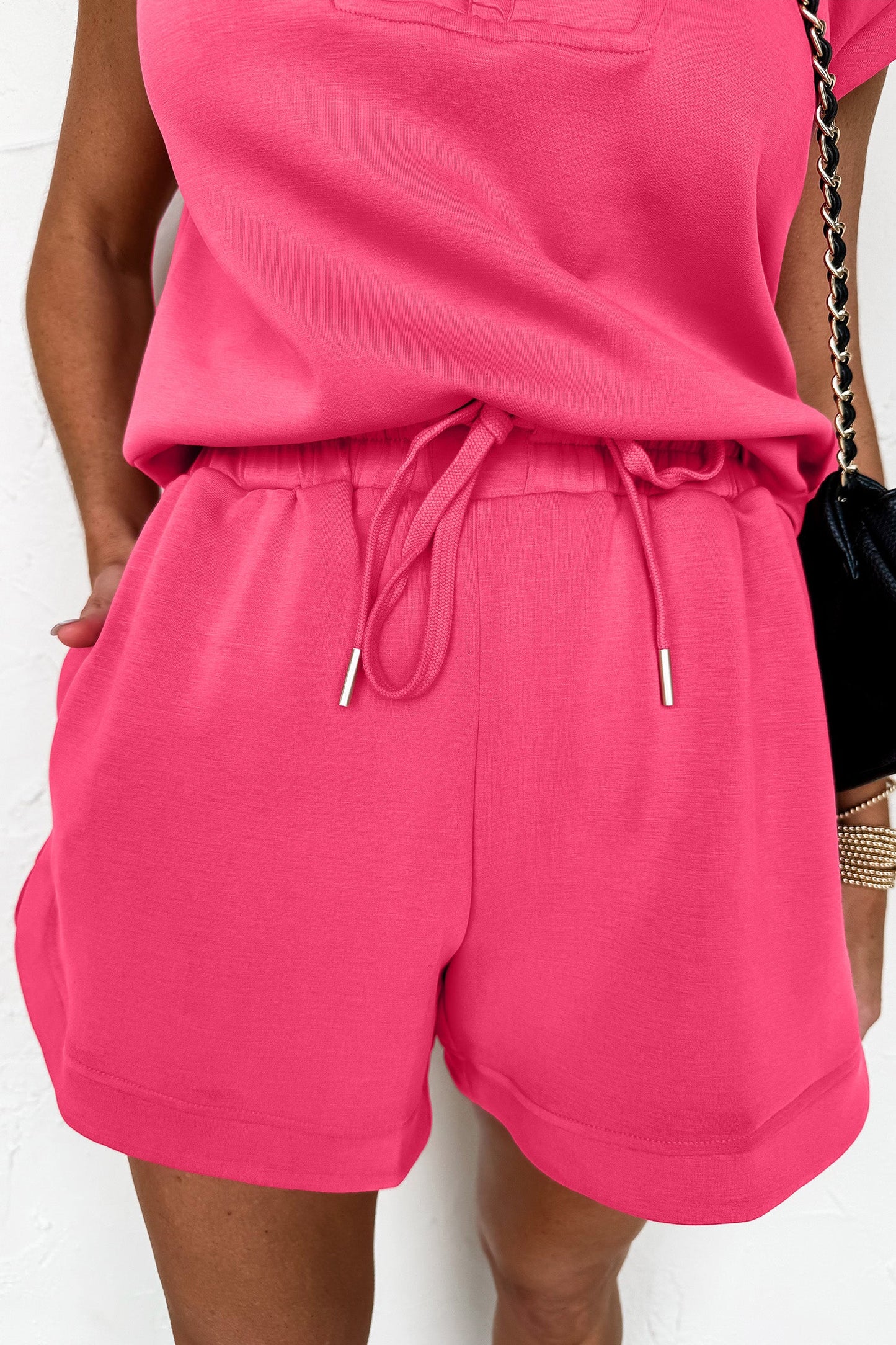 Quarter Zip Sleeveless Top & Drawstring Shorts Set