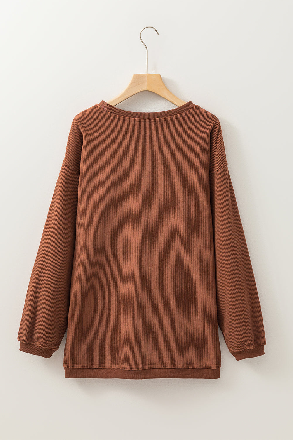 Solid Ribbed Corduroy Long Sleeve Oversized Sweatshirt