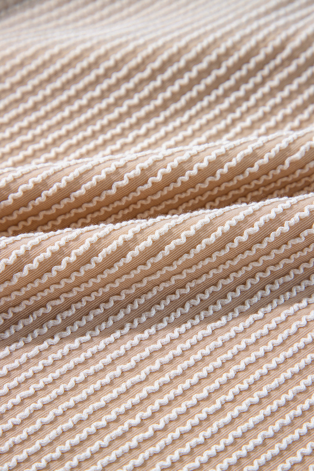 Corded V-Neck Bubble Sleeve Babydoll Blouse