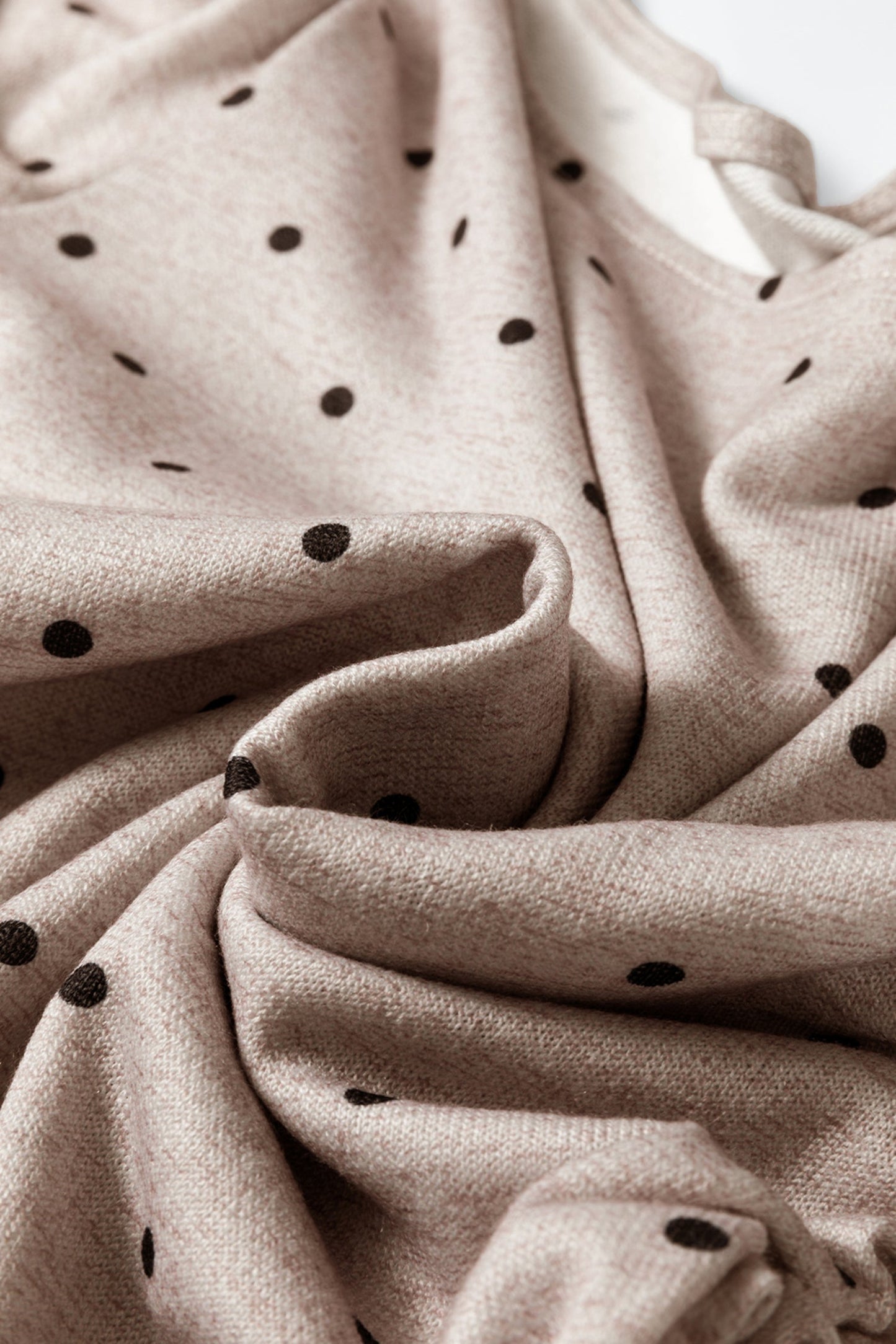 Polka Dot Boat Neck Long Sleeve Ruched T-Shirt