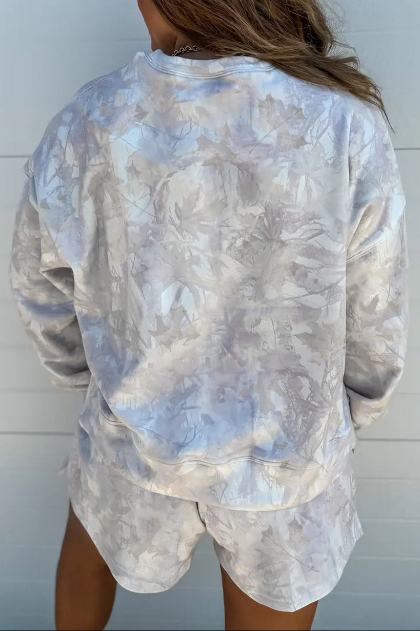 Camo Abstract Top and Elastic Waist Short Set