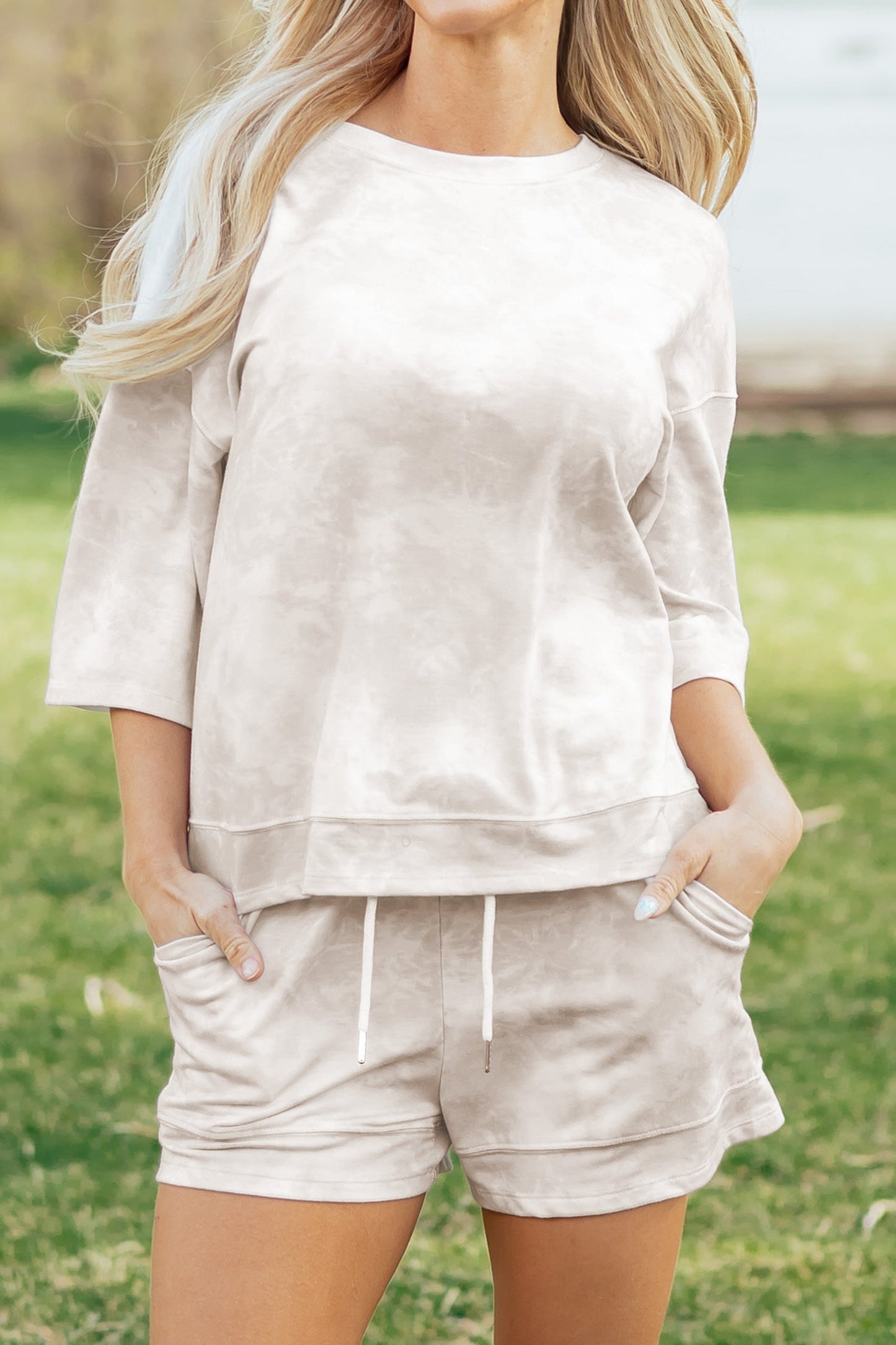 Tie Dye 3/4 Sleeve Top and Shorts Set