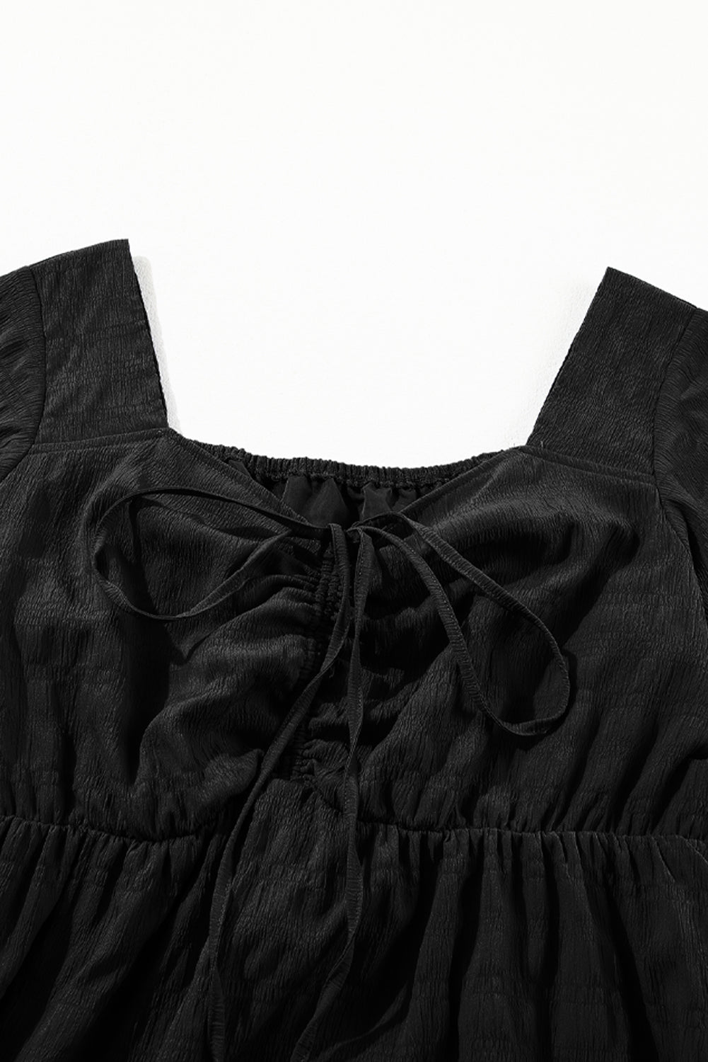 Plus Size Lace-Up Short Sleeve High Waist Dress