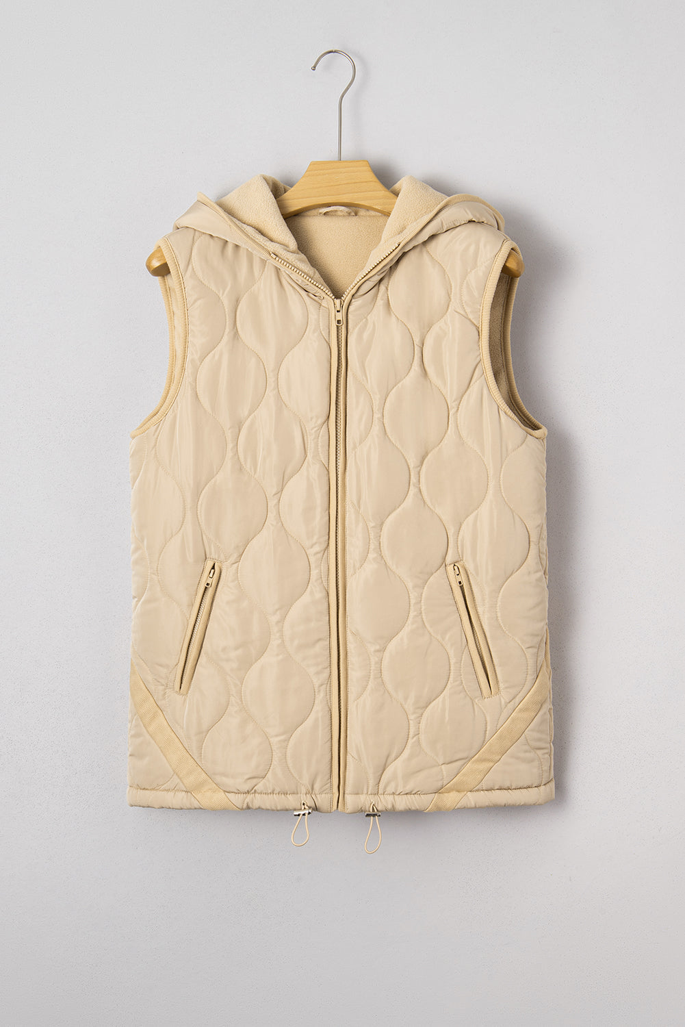Solid Quilted Fleece Lined Zip Up Jacket Vest
