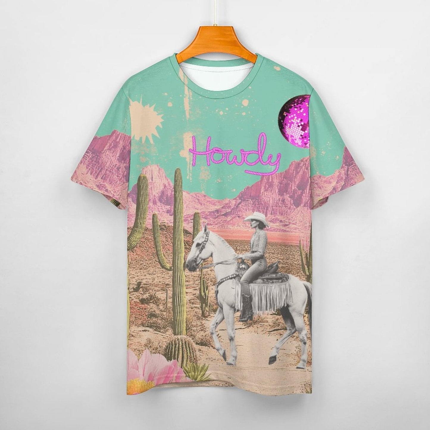 Baha Ranch Retro Pop Western Howdy Desert Cowgirl Cotton T Shirt