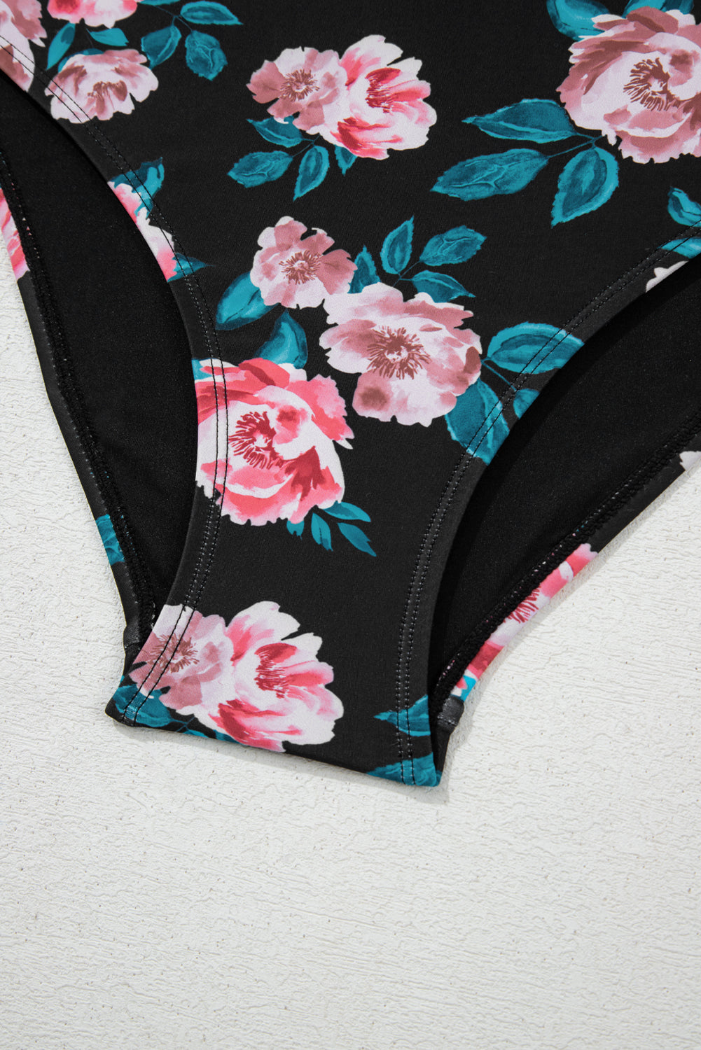 Ruffle Square Neck Swim Top and Floral Shorts