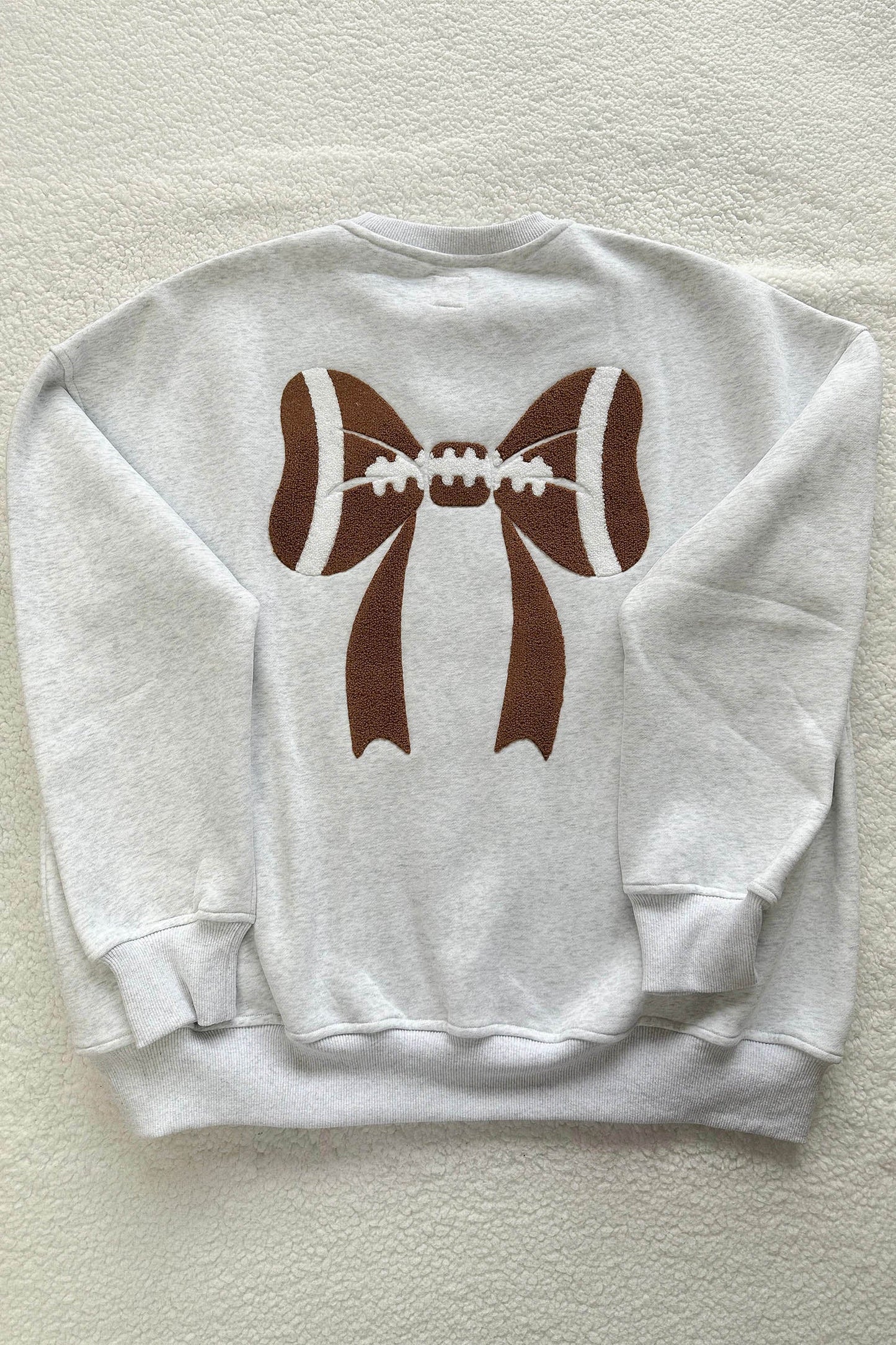 Game Day Rugby Bow Chenille Embroidered Oversized Sweatshirt