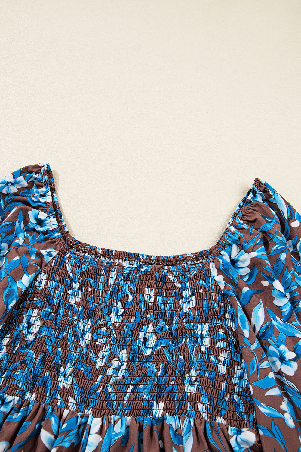 Floral Smocked Bodice Ruffle Sleeve Dress