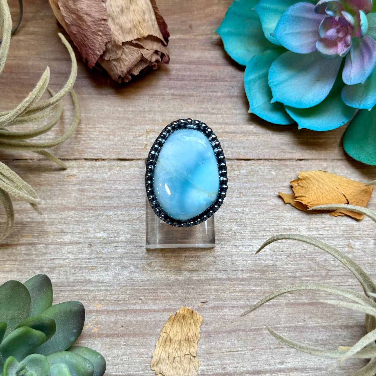 MJ Ring Oval Blue Larimar Sterling Silver