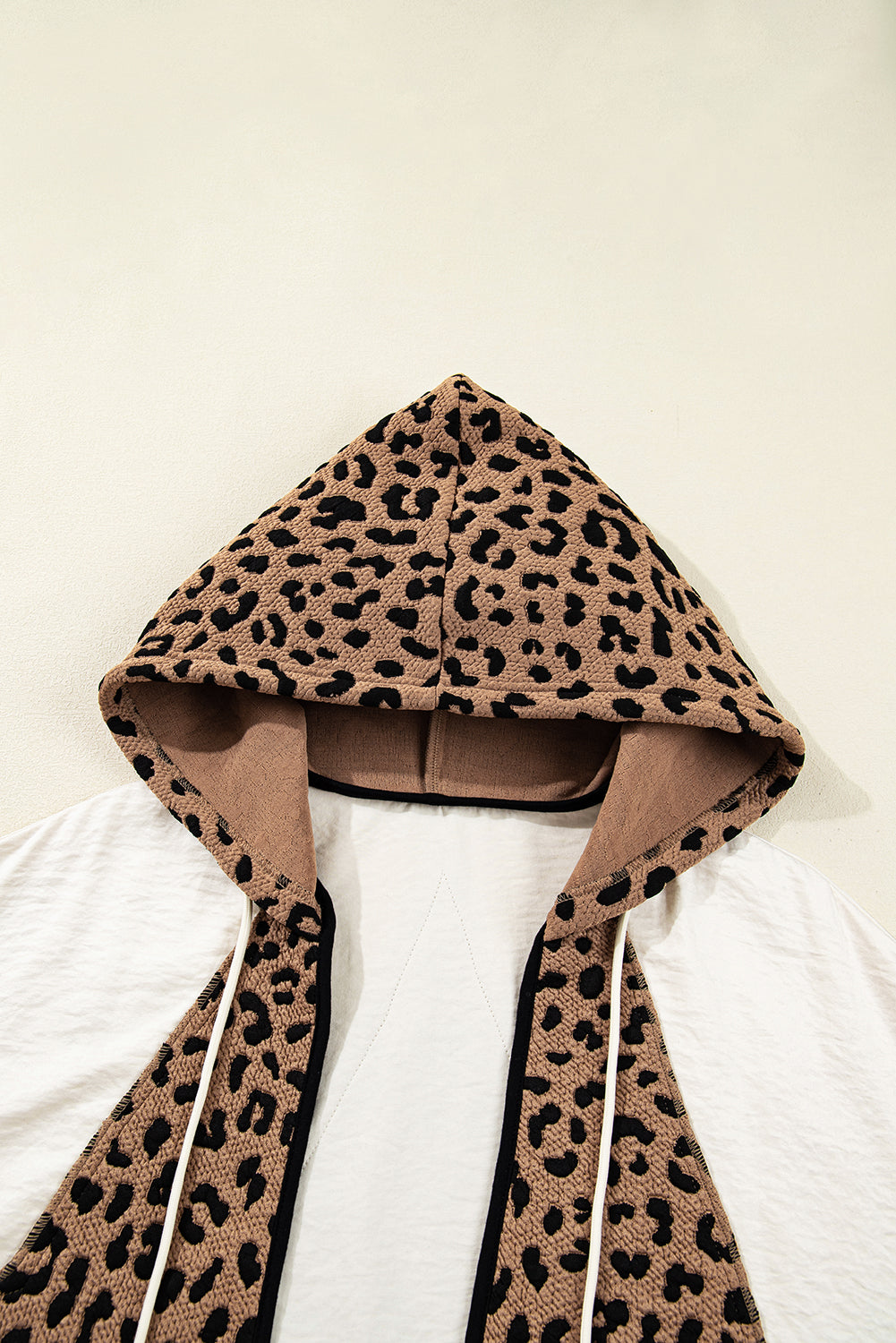 Leopard Star Patchwork Open Front Hooded Jacket