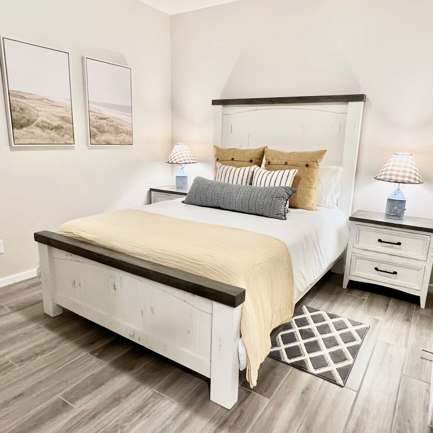 Memphis Bed in White Smoke Bean