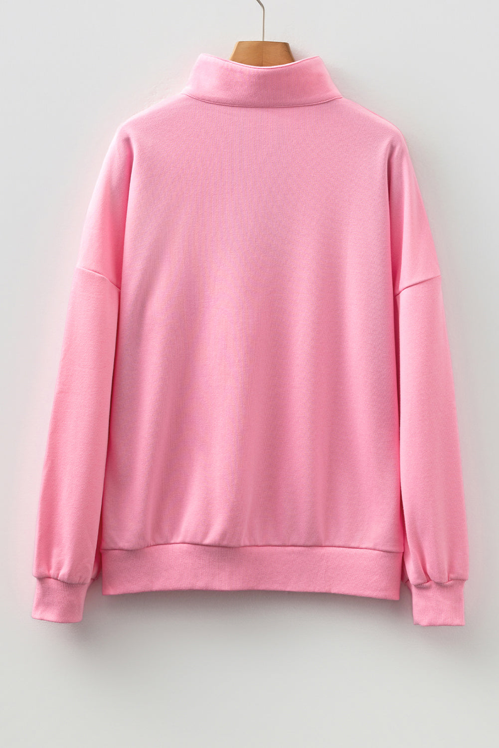 Solid Contrast Stripe Patchwork Collared Sweatshirt