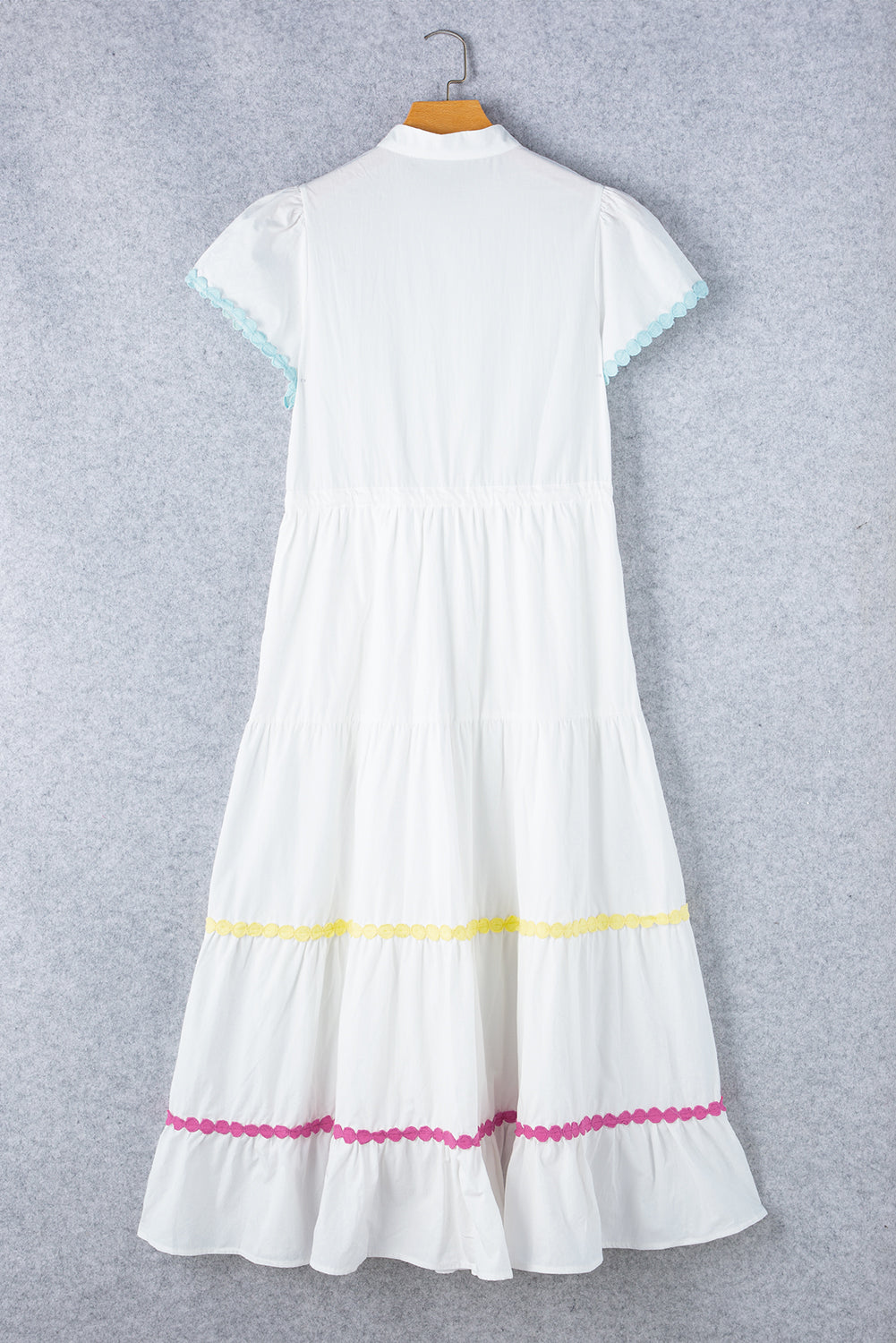 Colorblock Rickrack Trim Drawstring Waist Dress