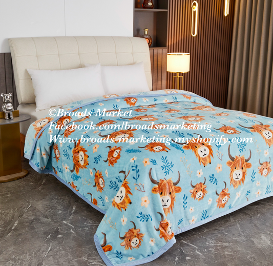 Silas Light Blue Highland Super Plush Blanket