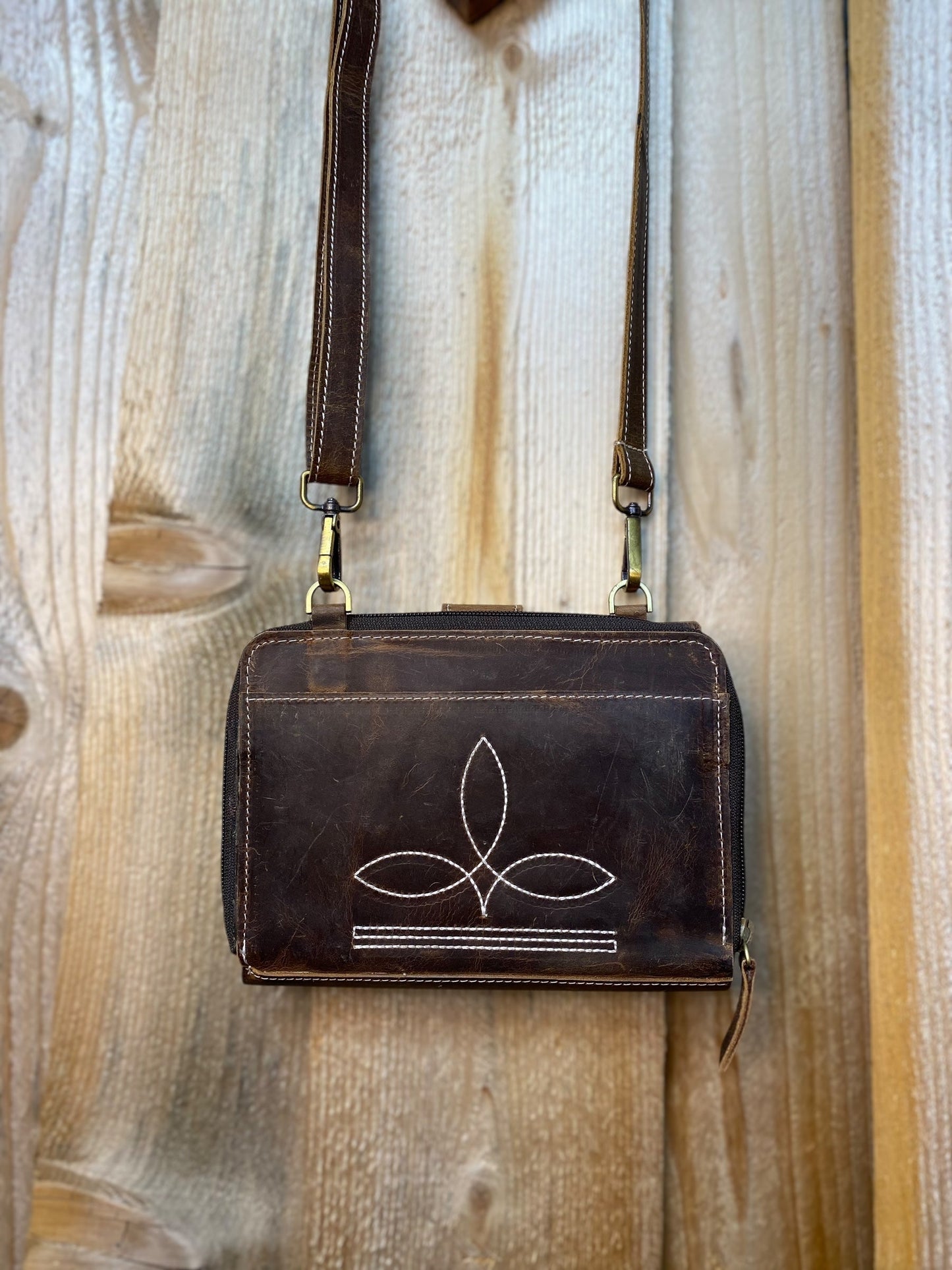 Bootstitch Rustic Leather All Tooled Leather Crossbody