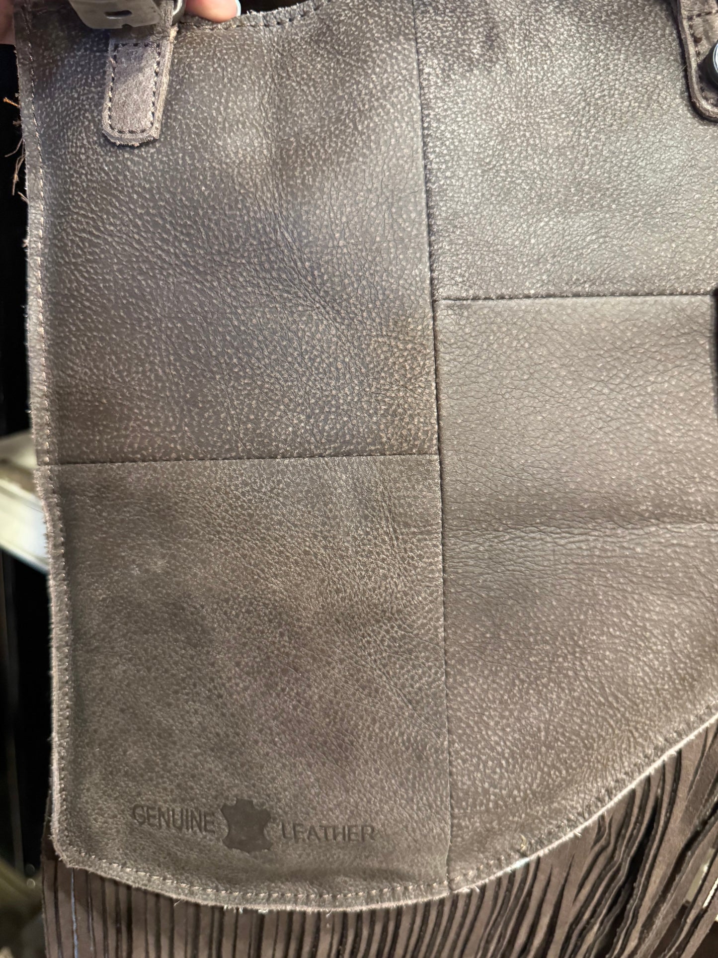 BA2143 Cowhide Fringe Studded Crossbody Purse