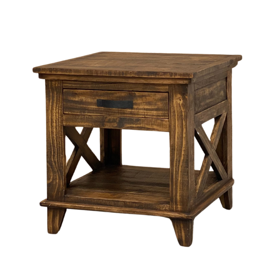 Rancho X End Table in Dark Wax